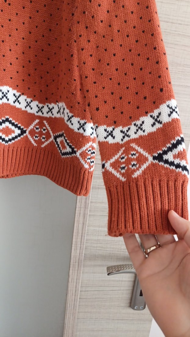 Bohem Tarz Renkli Boğazlı Örgü Kadın Kazak - Görsel 2