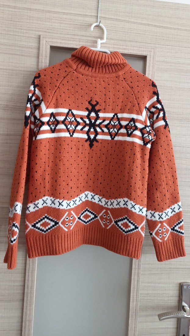 Bohem Tarz Renkli Boğazlı Örgü Kadın Kazak - Görsel 5