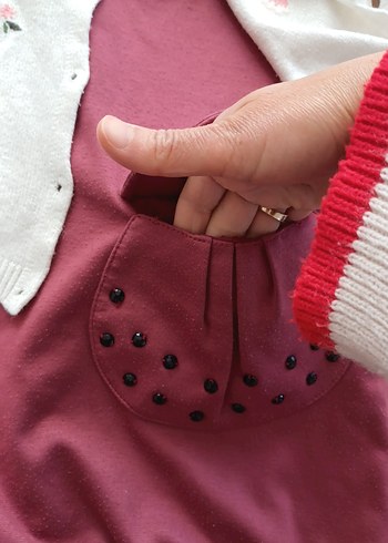 Nakışlı Düğmeli Uzun Kollu Kız Hırka - Görsel 3