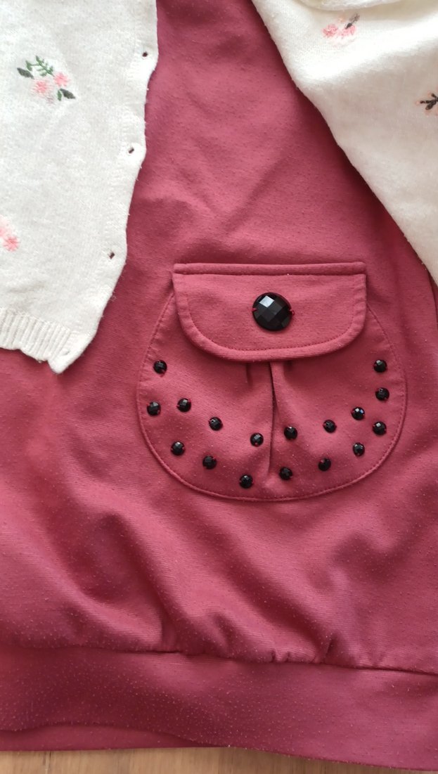 Nakışlı Düğmeli Uzun Kollu Kız Hırka - Görsel 2