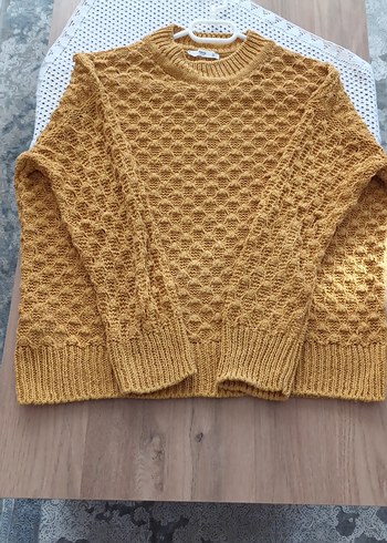 Sarı Örgü Kadın Kazak - Görsel 12