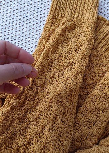 Sarı Örgü Kadın Kazak - Görsel 13