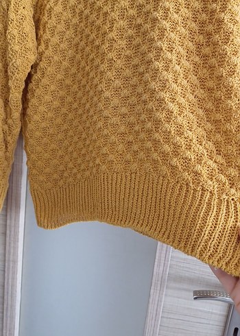 Sarı Örgü Kadın Kazak - Görsel 3