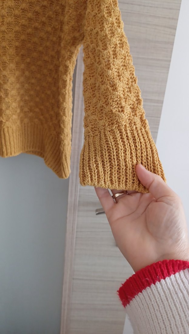 Sarı Örgü Kadın Kazak - Görsel 2