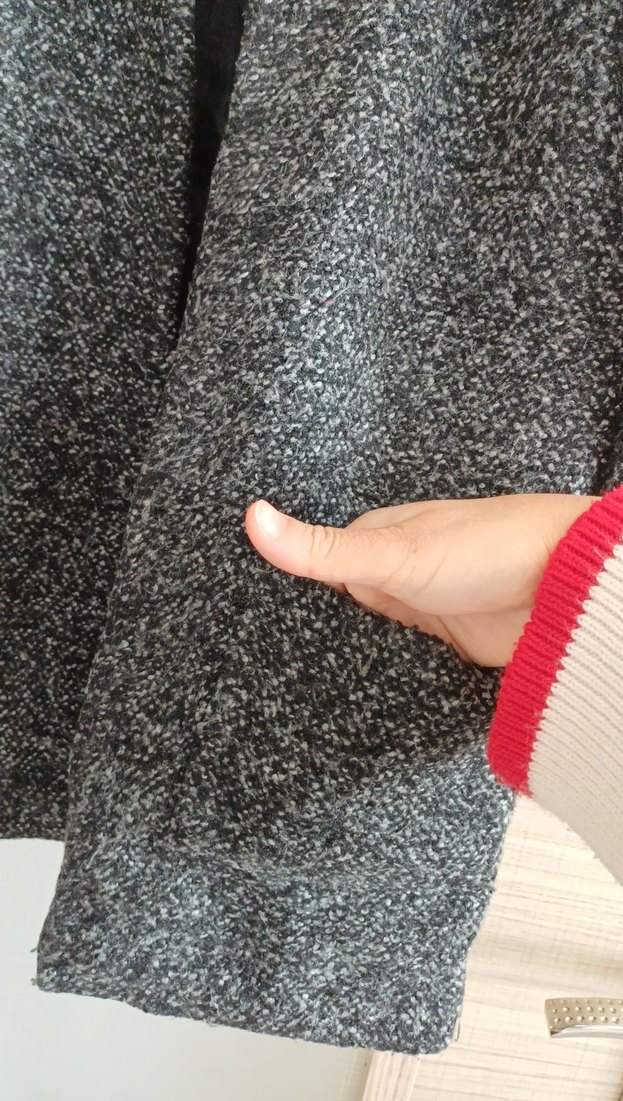 Gri Midi Kadın Yün Kaban - Görsel 3