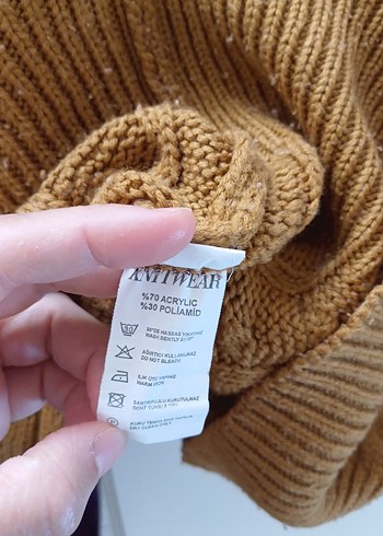 Kadın bej Örgü Triko Kazak - Görsel 6