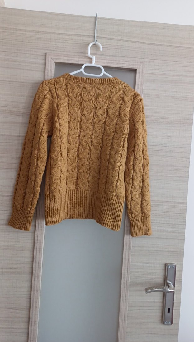 Kadın bej Örgü Triko Kazak - Görsel 4