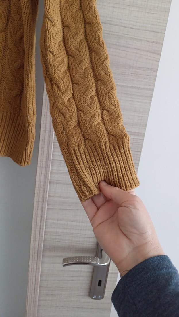 Kadın bej Örgü Triko Kazak - Görsel 2