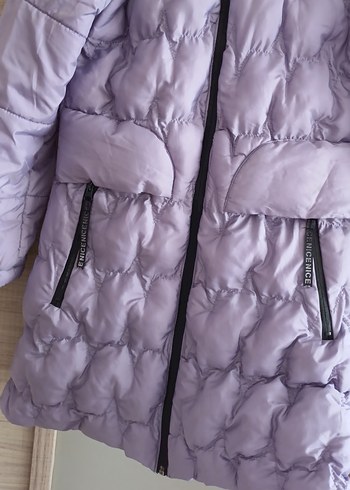 Mor Uzun kız çocuk Kışlık Mont - Görsel 2