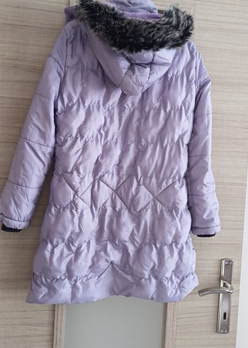 Mor Uzun kız çocuk Kışlık Mont - Görsel 4