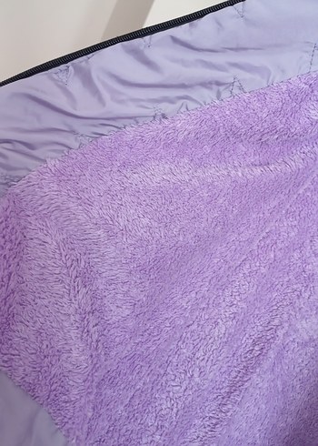 Mor Uzun kız çocuk Kışlık Mont - Görsel 6