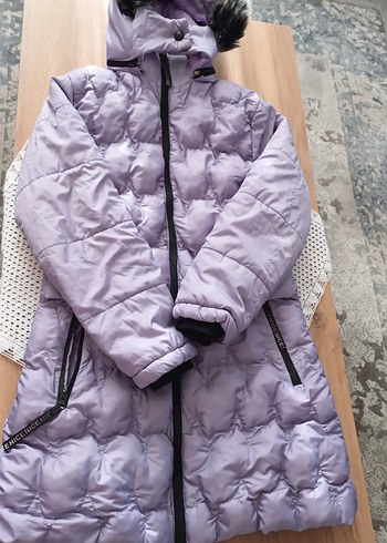Mor Uzun kız çocuk Kışlık Mont - Görsel 15