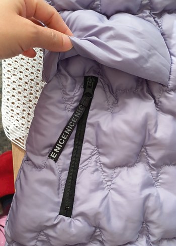 Mor Uzun kız çocuk Kışlık Mont - Görsel 8