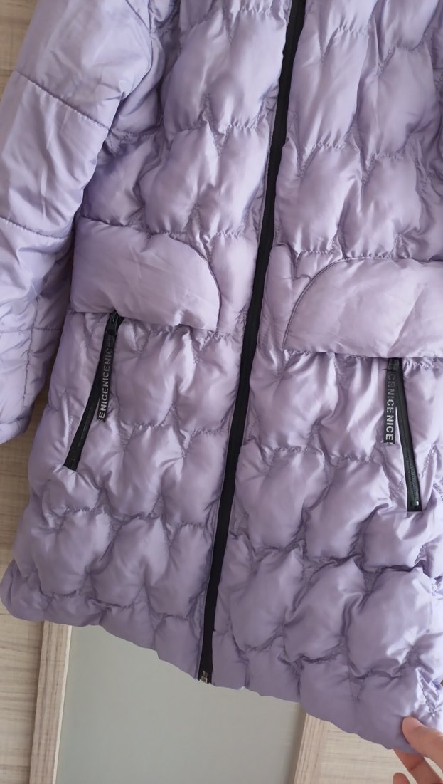 Mor Uzun kız çocuk Kışlık Mont - Görsel 2