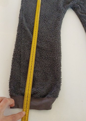 Gri kız çocuk Uzun Kollu Peluş Tulum - Görsel 8