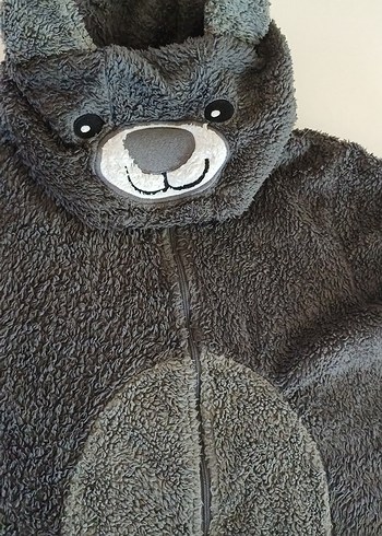 Gri kız çocuk Uzun Kollu Peluş Tulum - Görsel 11