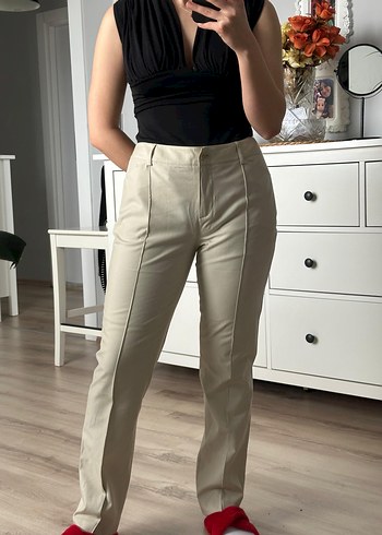 Zara Bej Keten Kadın Kumaş Pantolon