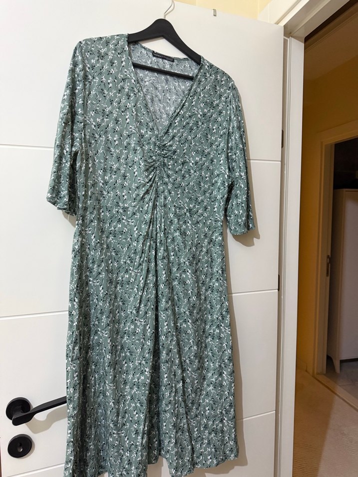 MADMEXT nidi boy çiçekli elbise soft yeşil - Görsel 3