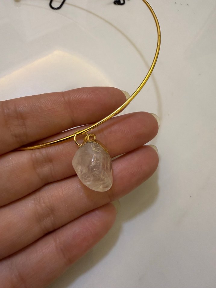 Altın Renkli Doğal taşlı kolye  - Görsel 2