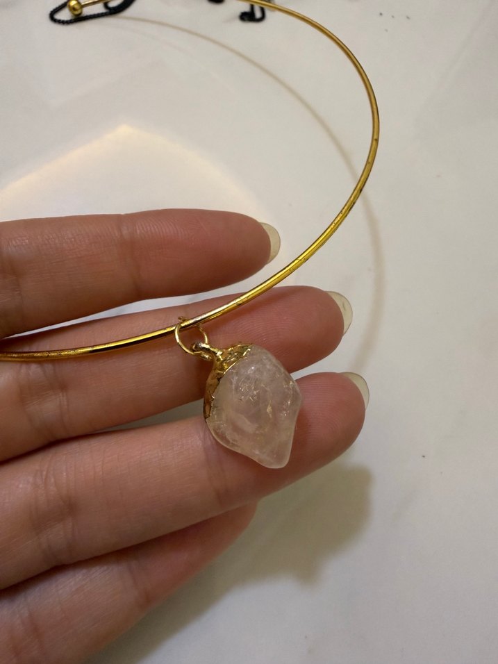 Altın Renkli Doğal taşlı kolye  - Görsel 3