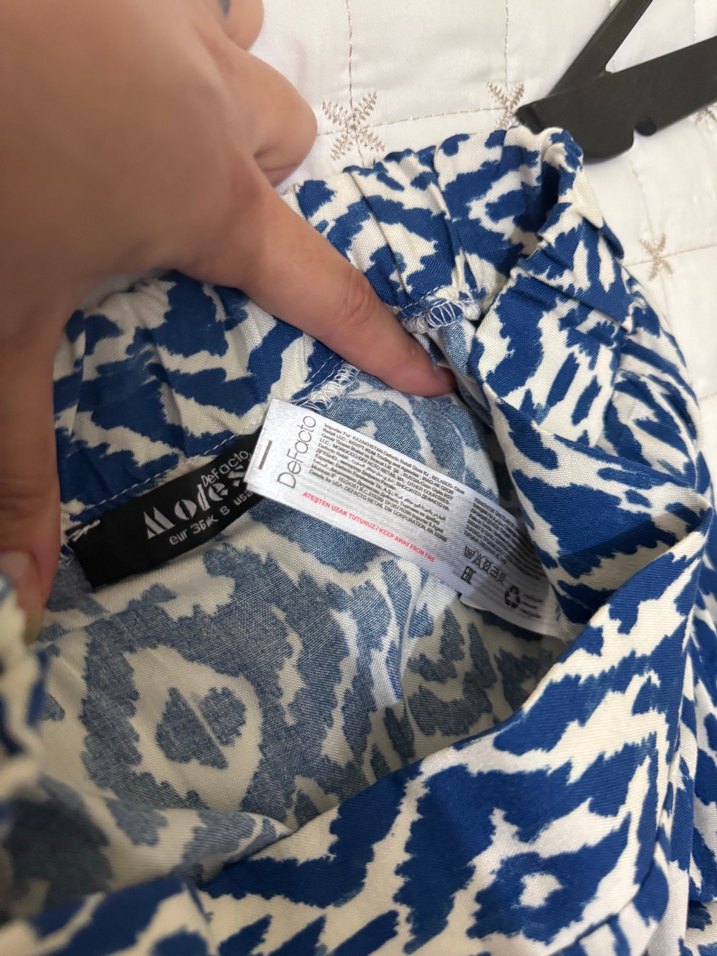 Mavi Desenli Uzun Etek DEFACTO - Görsel 4