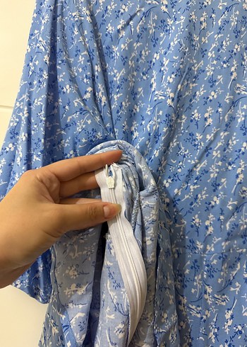 Madmext Mavi Çiçekli Yarım Kollu Elbise - Görsel 6