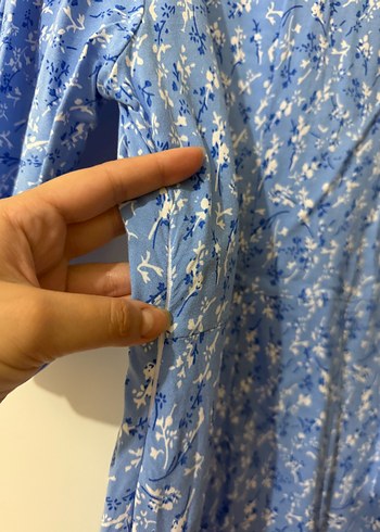 Madmext Mavi Çiçekli Yarım Kollu Elbise - Görsel 5