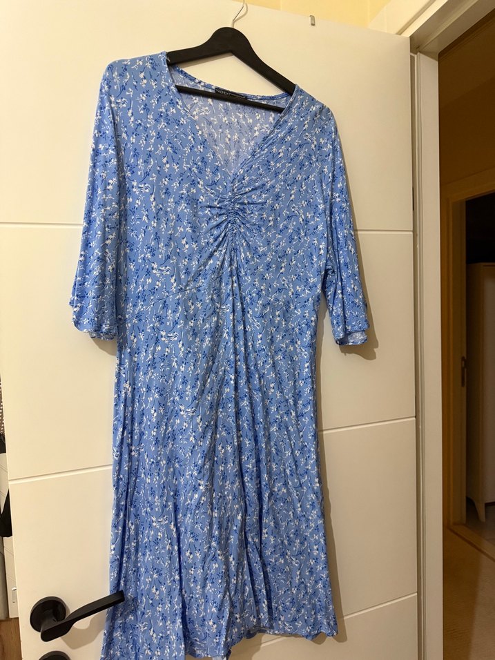 Madmext Mavi Çiçekli Yarım Kollu Elbise - Görsel 2