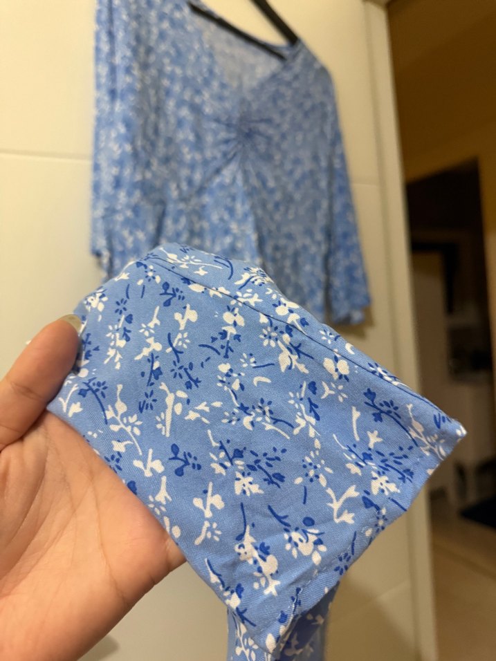 Madmext Mavi Çiçekli Yarım Kollu Elbise - Görsel 4