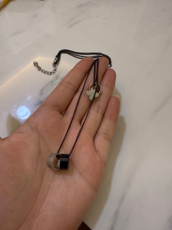 Siyah Zincir Detaylı Uzun Kadın Kolye - Görsel 4