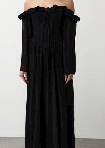 Siyah Uzun Kollu Uzun Elbise - Görsel 7