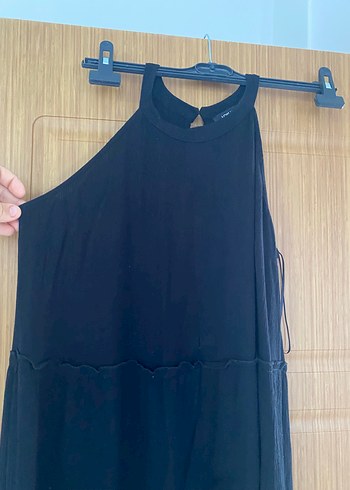 xl Beden Siyah Bohem Uzun Kolluksuz Elbise
