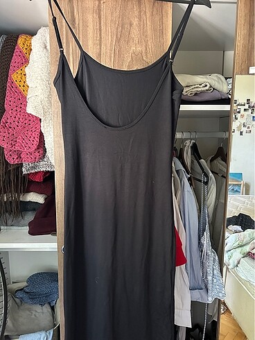 Pull and Bear Siyah maksi elbise