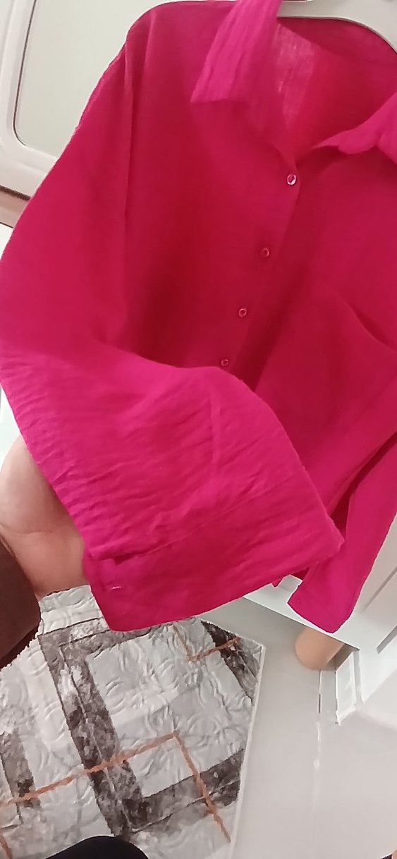 Keten Düğmeli Uzun Kollu Gömlek - Görsel 3