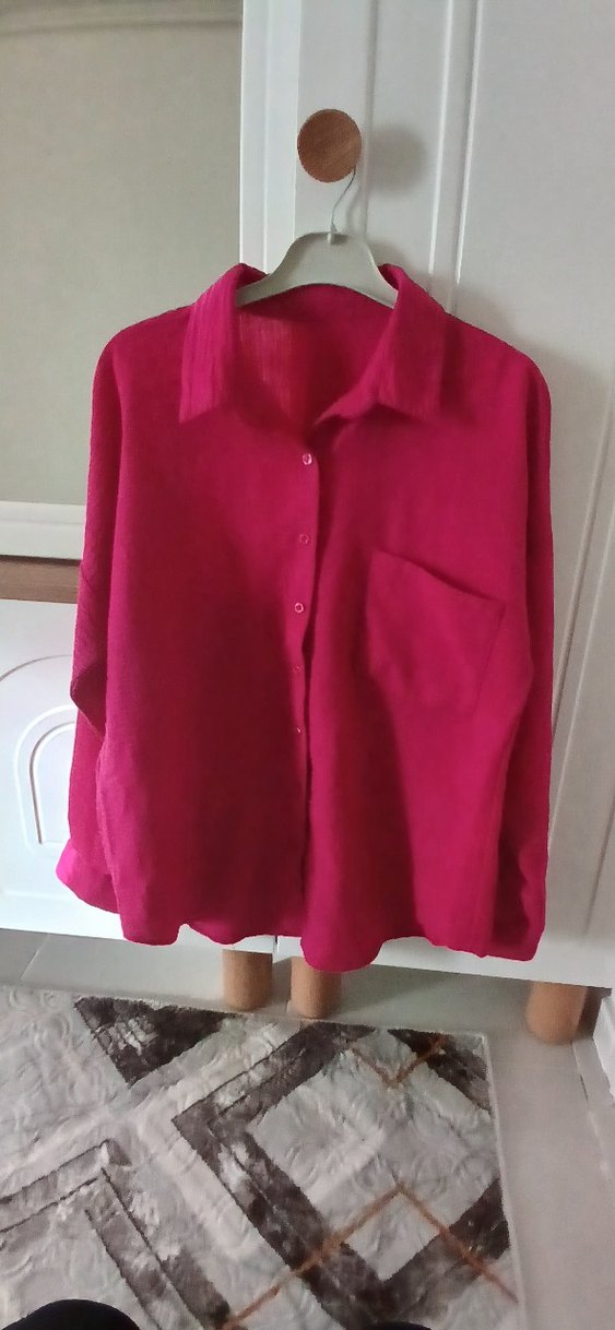 Keten Düğmeli Uzun Kollu Gömlek - Görsel 5