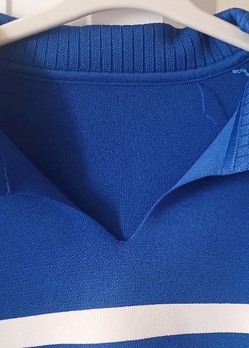 Mavi Çizgili V Yaka Kadın Kazak - Görsel 2