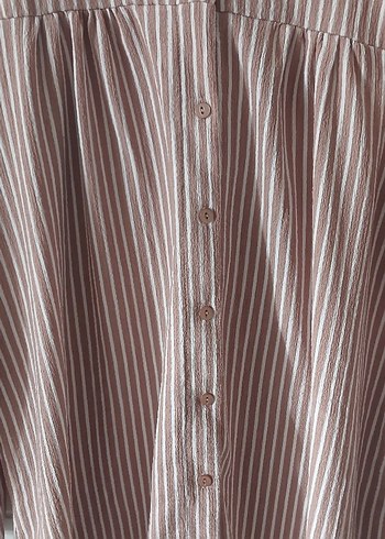 Bej Düğmeli  Kadın Gömlek - Görsel 4