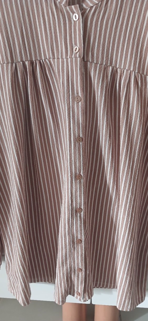 Bej Düğmeli  Kadın Gömlek - Görsel 4