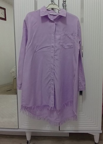 Püskül Detaylı Tensel Tunik-Lila - Görsel 3