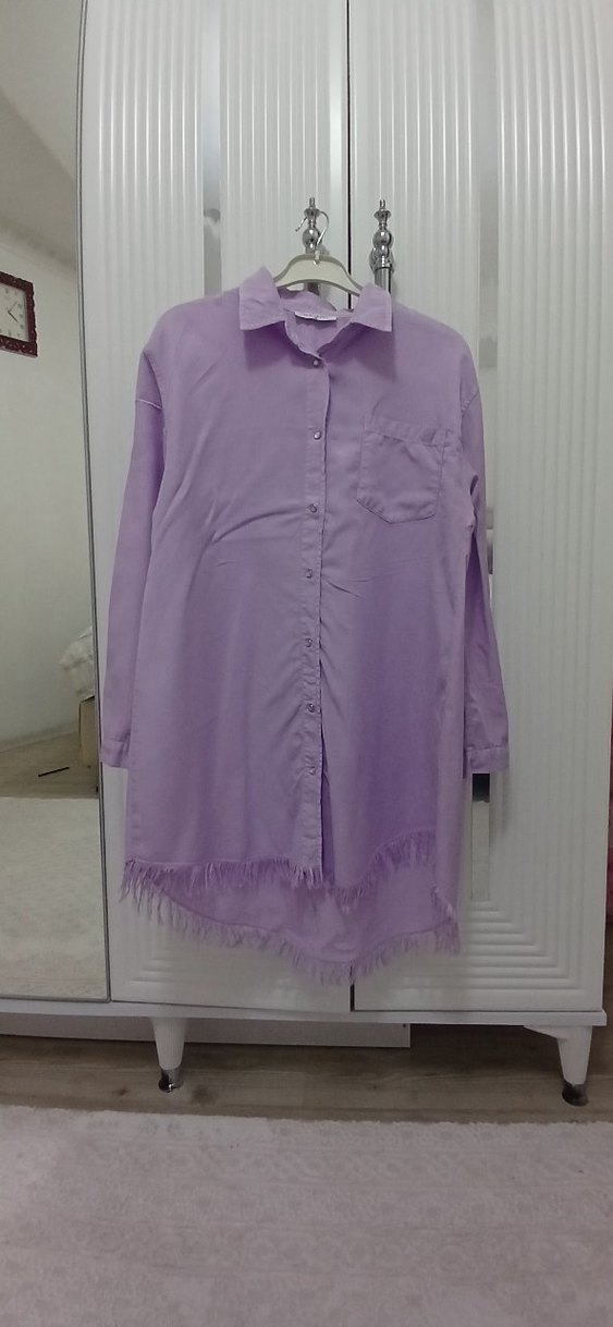 Püskül Detaylı Tensel Tunik-Lila - Görsel 3