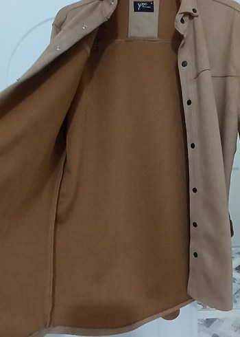 Fullamoda Bej Süet Düğmeli Erkek Gömlek - Görsel 5