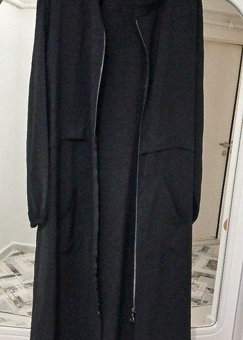 Siyah Uzun Fermuarlı Kadın ferace - Görsel 2