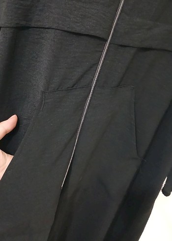 Siyah Uzun Fermuarlı Kadın ferace - Görsel 4