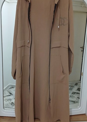 Bej Kapüşonlu Uzun Kadın ferace - Görsel 3