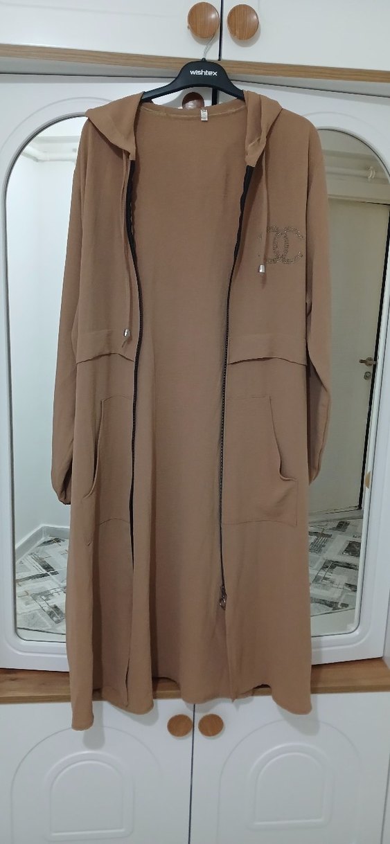 Bej Kapüşonlu Uzun Kadın ferace - Görsel 3