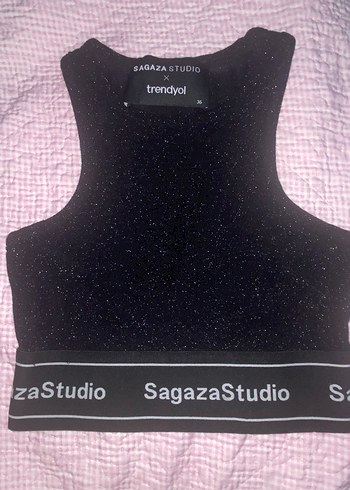 Siyah Baskılı Spor Crop Top