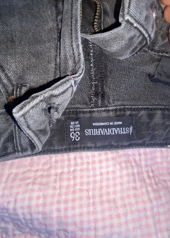 Stradivarius Gri Midi Boy Salaş Kadın Kot Pantolon