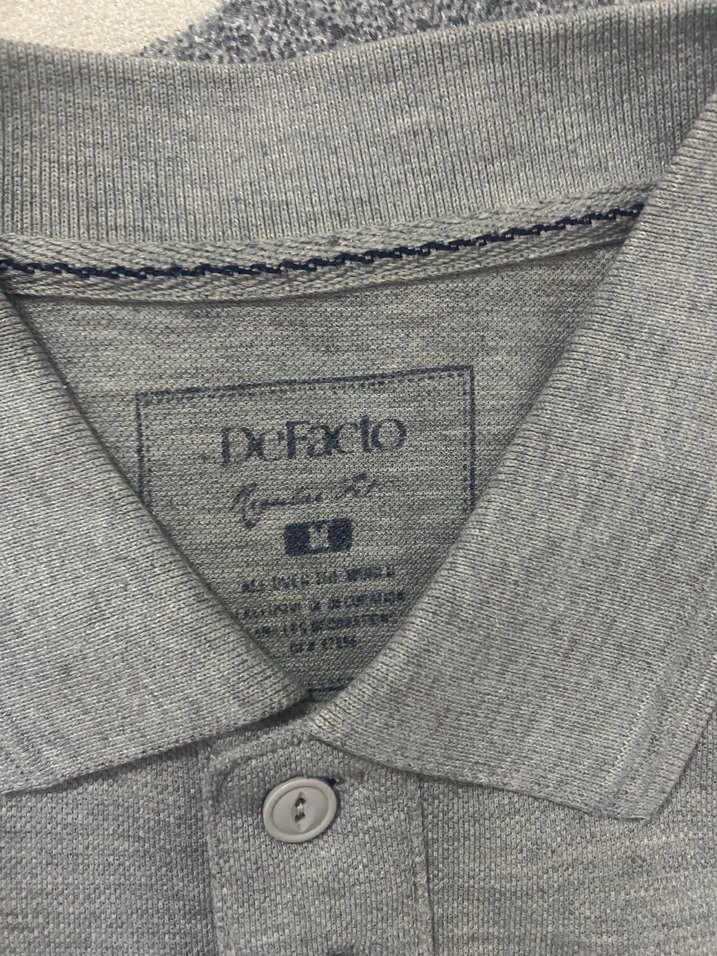 Gri Kısa Kollu Polo Yaka Erkek Tişört - Görsel 2