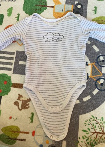 6 Ay Beden Uzun Kollu Beyaz Pamuklu Bebek Body sıfır denginde