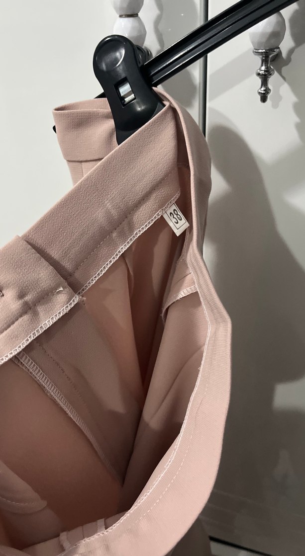 Somon rengi Düğmeli Kadın Kumaş Pantolon - Görsel 3